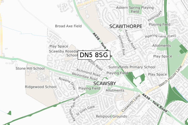 DN5 8SG map - small scale - OS Open Zoomstack (Ordnance Survey)