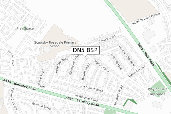 DN5 8SP map - large scale - OS Open Zoomstack (Ordnance Survey)