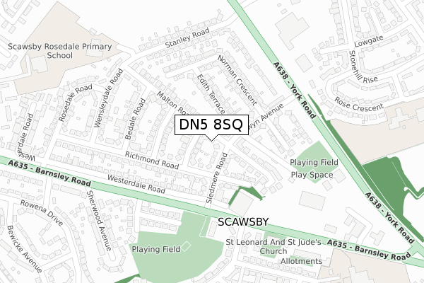 DN5 8SQ map - large scale - OS Open Zoomstack (Ordnance Survey)