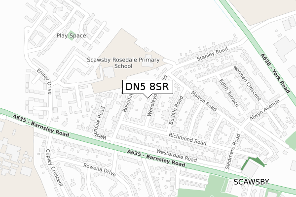 DN5 8SR map - large scale - OS Open Zoomstack (Ordnance Survey)