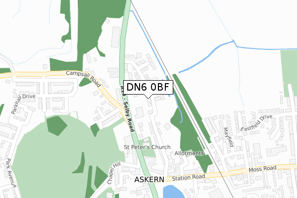 DN6 0BF map - large scale - OS Open Zoomstack (Ordnance Survey)