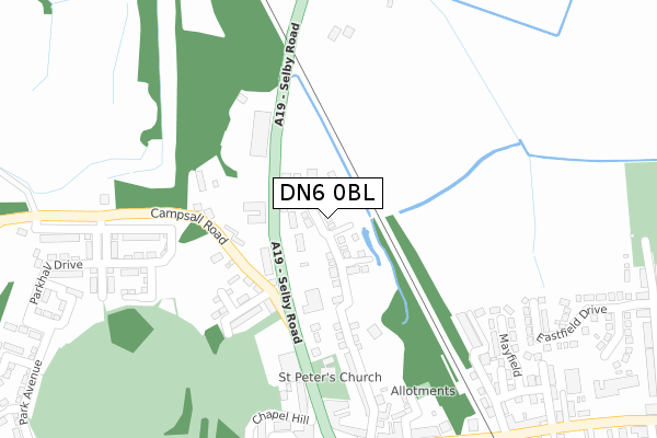 DN6 0BL map - large scale - OS Open Zoomstack (Ordnance Survey)
