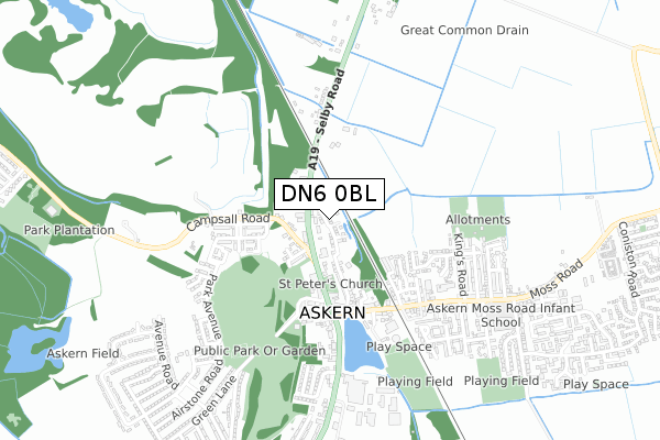 DN6 0BL map - small scale - OS Open Zoomstack (Ordnance Survey)
