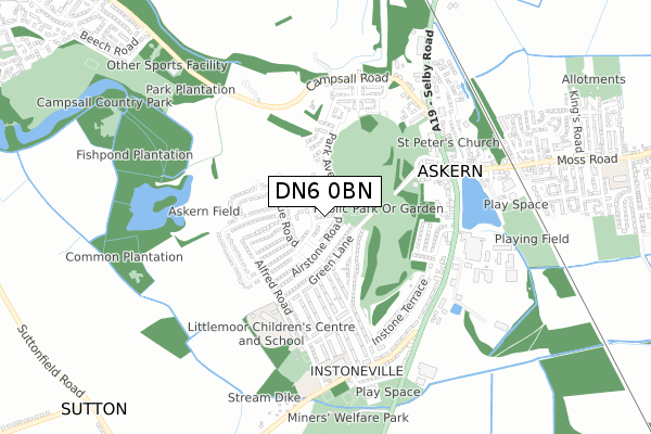DN6 0BN map - small scale - OS Open Zoomstack (Ordnance Survey)