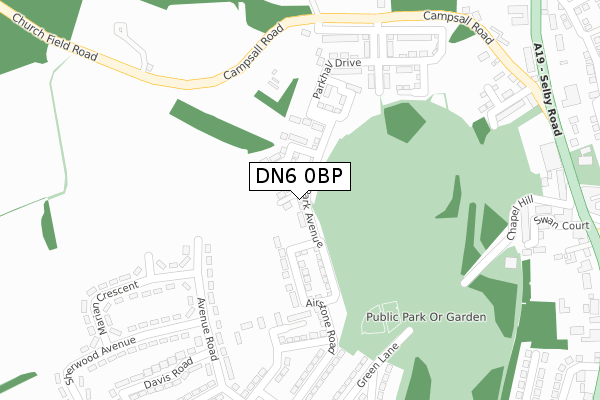 DN6 0BP map - large scale - OS Open Zoomstack (Ordnance Survey)