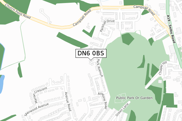 DN6 0BS map - large scale - OS Open Zoomstack (Ordnance Survey)
