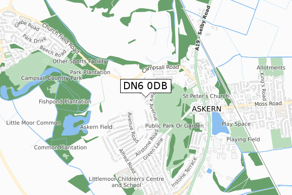 DN6 0DB map - small scale - OS Open Zoomstack (Ordnance Survey)