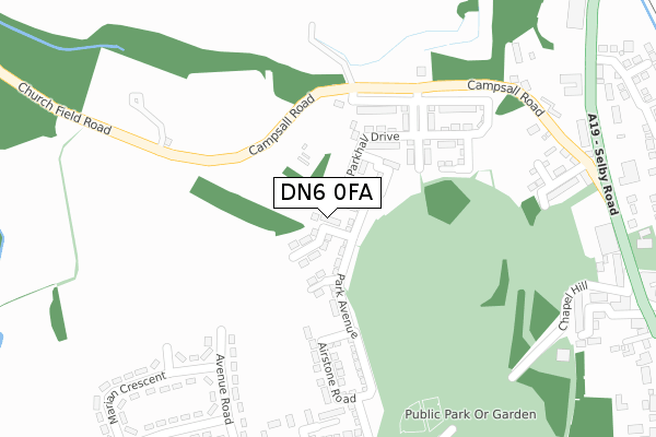 DN6 0FA map - large scale - OS Open Zoomstack (Ordnance Survey)