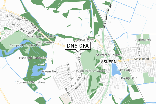 DN6 0FA map - small scale - OS Open Zoomstack (Ordnance Survey)