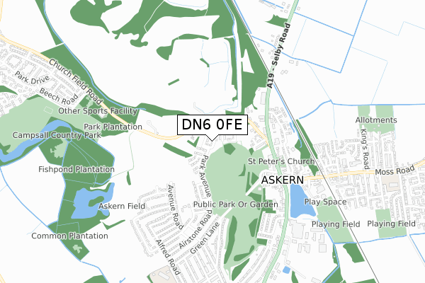 DN6 0FE map - small scale - OS Open Zoomstack (Ordnance Survey)