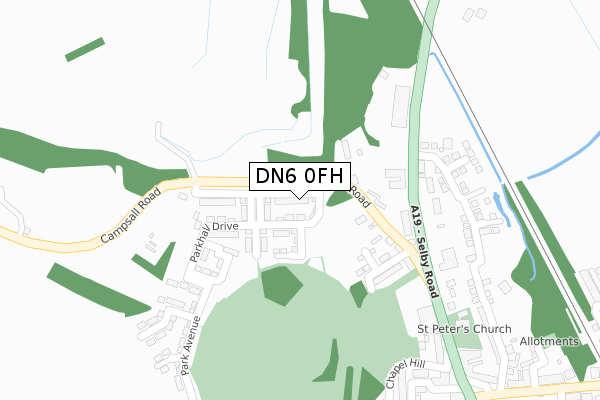 DN6 0FH map - large scale - OS Open Zoomstack (Ordnance Survey)
