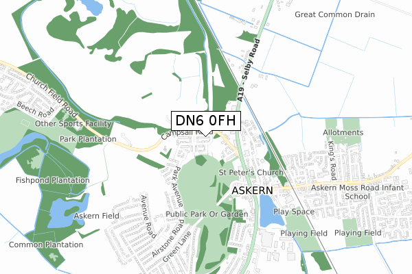 DN6 0FH map - small scale - OS Open Zoomstack (Ordnance Survey)