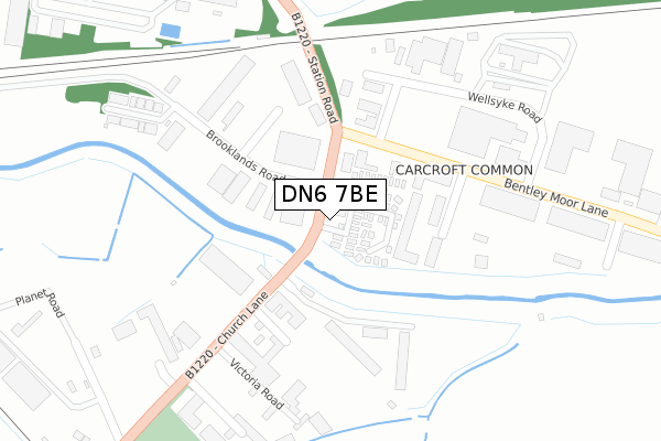DN6 7BE map - large scale - OS Open Zoomstack (Ordnance Survey)