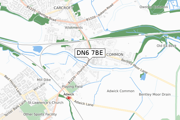 DN6 7BE map - small scale - OS Open Zoomstack (Ordnance Survey)