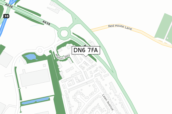 DN6 7FA map - large scale - OS Open Zoomstack (Ordnance Survey)