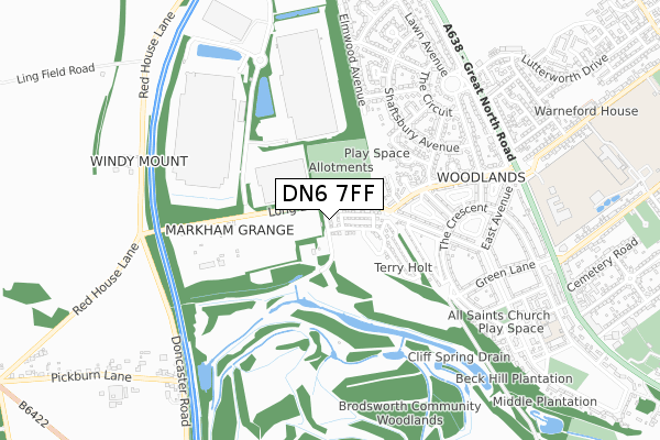 DN6 7FF map - small scale - OS Open Zoomstack (Ordnance Survey)