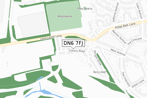 DN6 7FJ map - large scale - OS Open Zoomstack (Ordnance Survey)