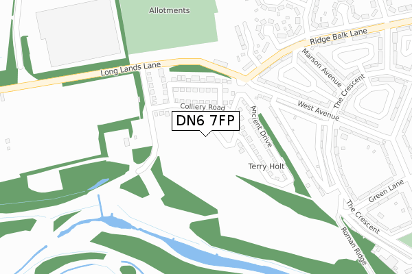 DN6 7FP map - large scale - OS Open Zoomstack (Ordnance Survey)
