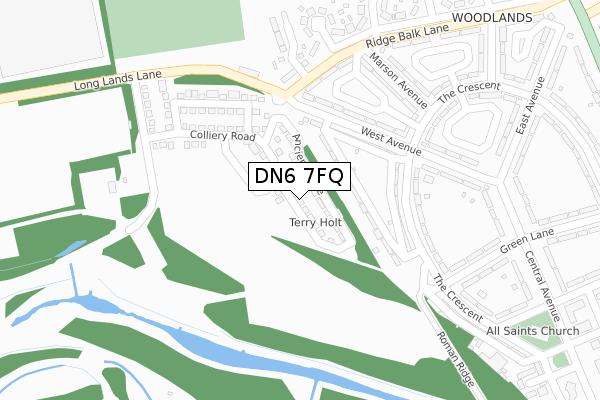 DN6 7FQ map - large scale - OS Open Zoomstack (Ordnance Survey)