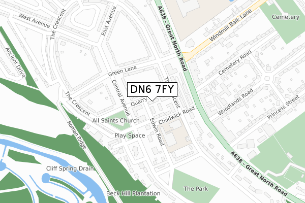 DN6 7FY map - large scale - OS Open Zoomstack (Ordnance Survey)