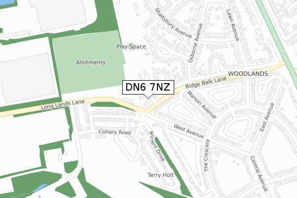 DN6 7NZ map - large scale - OS Open Zoomstack (Ordnance Survey)