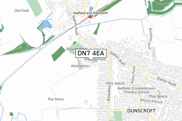 DN7 4EA map - small scale - OS Open Zoomstack (Ordnance Survey)