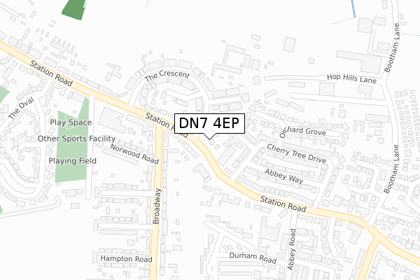 DN7 4EP map - large scale - OS Open Zoomstack (Ordnance Survey)