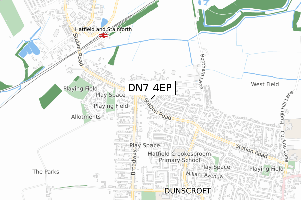 DN7 4EP map - small scale - OS Open Zoomstack (Ordnance Survey)