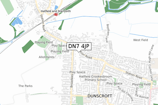 DN7 4JP map - small scale - OS Open Zoomstack (Ordnance Survey)