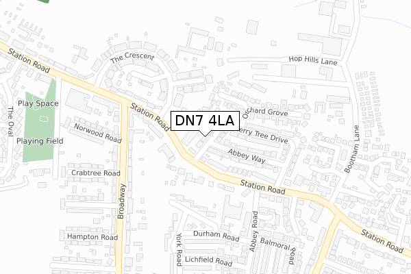 DN7 4LA map - large scale - OS Open Zoomstack (Ordnance Survey)