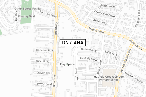 DN7 4NA map - large scale - OS Open Zoomstack (Ordnance Survey)