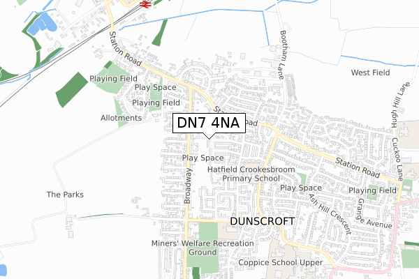 DN7 4NA map - small scale - OS Open Zoomstack (Ordnance Survey)