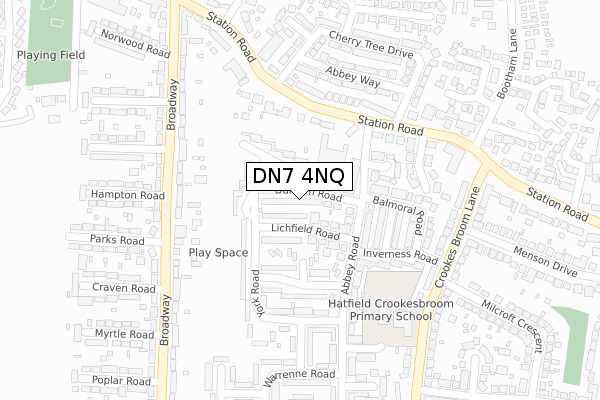 DN7 4NQ map - large scale - OS Open Zoomstack (Ordnance Survey)