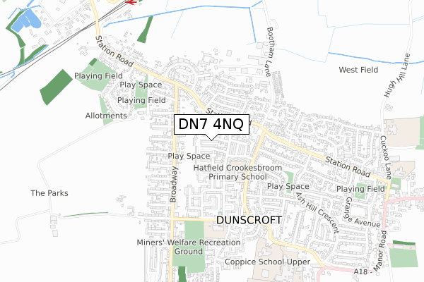 DN7 4NQ map - small scale - OS Open Zoomstack (Ordnance Survey)