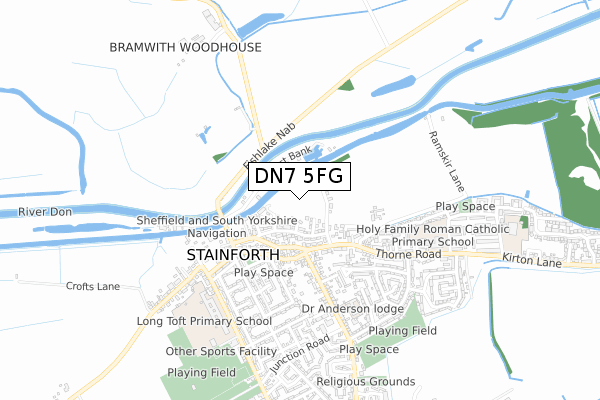 DN7 5FG map - small scale - OS Open Zoomstack (Ordnance Survey)