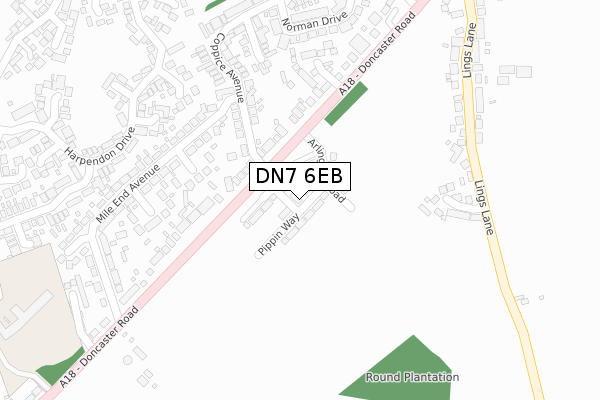 DN7 6EB map - large scale - OS Open Zoomstack (Ordnance Survey)