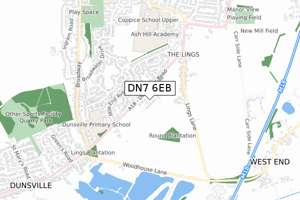 DN7 6EB map - small scale - OS Open Zoomstack (Ordnance Survey)