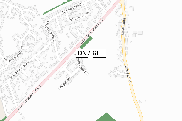 DN7 6FE map - large scale - OS Open Zoomstack (Ordnance Survey)