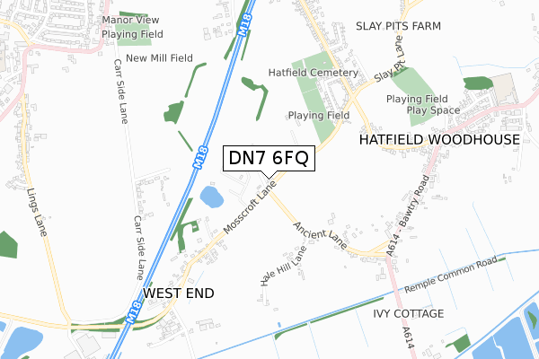 DN7 6FQ map - small scale - OS Open Zoomstack (Ordnance Survey)