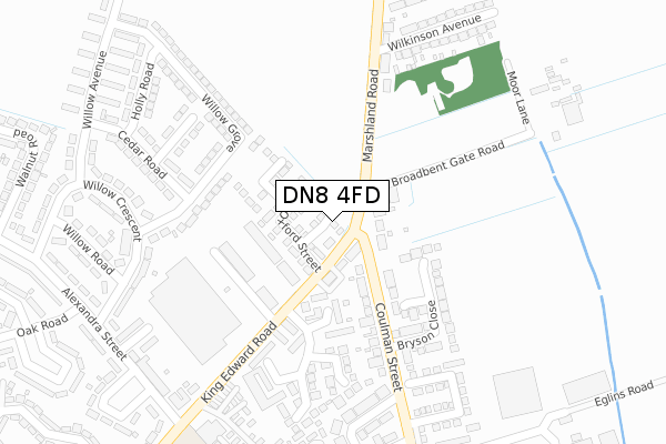 DN8 4FD map - large scale - OS Open Zoomstack (Ordnance Survey)