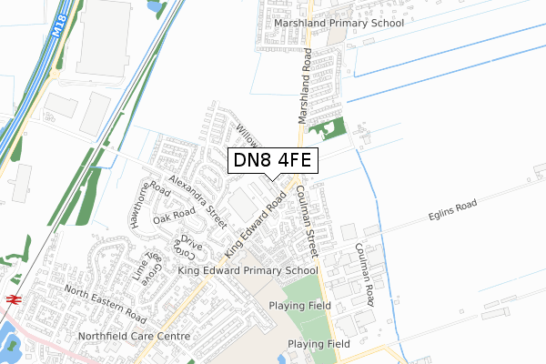 DN8 4FE map - small scale - OS Open Zoomstack (Ordnance Survey)