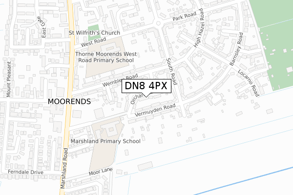 DN8 4PX map - large scale - OS Open Zoomstack (Ordnance Survey)