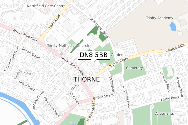 DN8 5BB map - large scale - OS Open Zoomstack (Ordnance Survey)