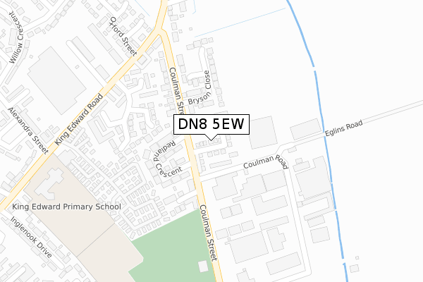 DN8 5EW map - large scale - OS Open Zoomstack (Ordnance Survey)