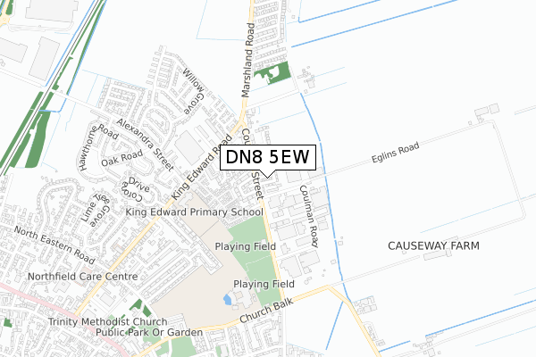 DN8 5EW map - small scale - OS Open Zoomstack (Ordnance Survey)