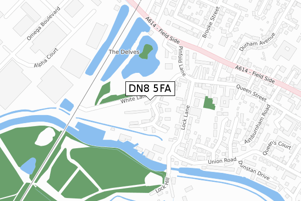 DN8 5FA map - large scale - OS Open Zoomstack (Ordnance Survey)