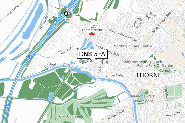 DN8 5FA map - small scale - OS Open Zoomstack (Ordnance Survey)