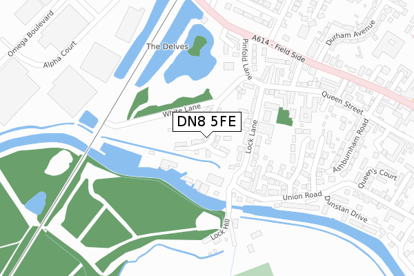 DN8 5FE map - large scale - OS Open Zoomstack (Ordnance Survey)