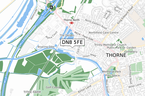 DN8 5FE map - small scale - OS Open Zoomstack (Ordnance Survey)