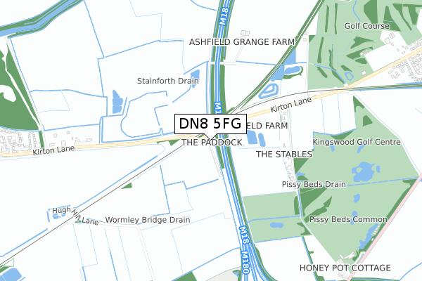 DN8 5FG map - small scale - OS Open Zoomstack (Ordnance Survey)